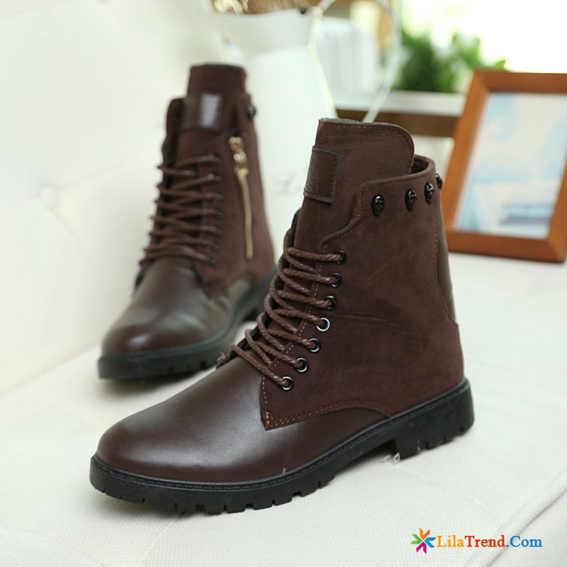 Lederschuhe Herren Braun Grün Stiefel Martin Stiehlt Winter Hohe Baumwolle Schuhe Günstig