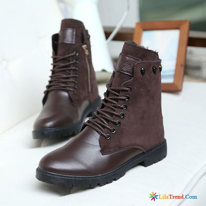 Lederschuhe Herren Braun Grün Stiefel Martin Stiehlt Winter Hohe Baumwolle Schuhe Günstig