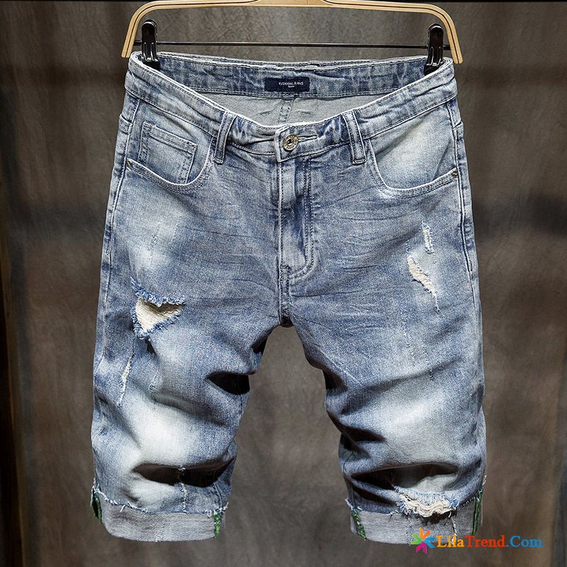 Leichte Hose Herren Kurze Hose Blau Dünn Herren Denim