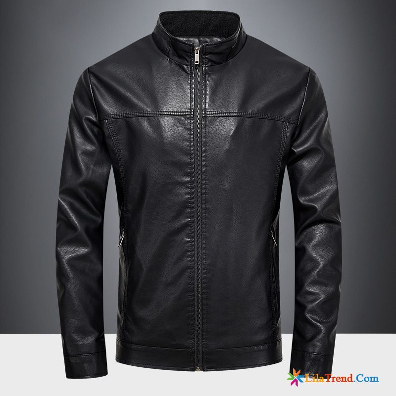 Leichte Steppjacke Herren Kaffeebraun Lederjacke Gut Aussehend Pu Neu Stehkragen Rabatt