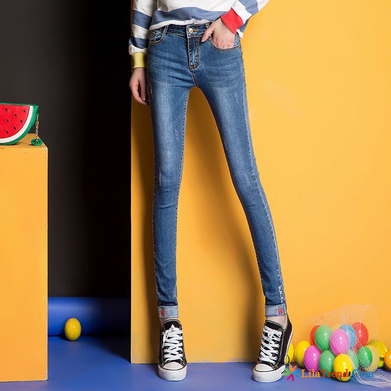 Lässige Damenjeans Schwarz Schlank Neue Produkte Damen Schmales Bein Bleistift Hose Günstig