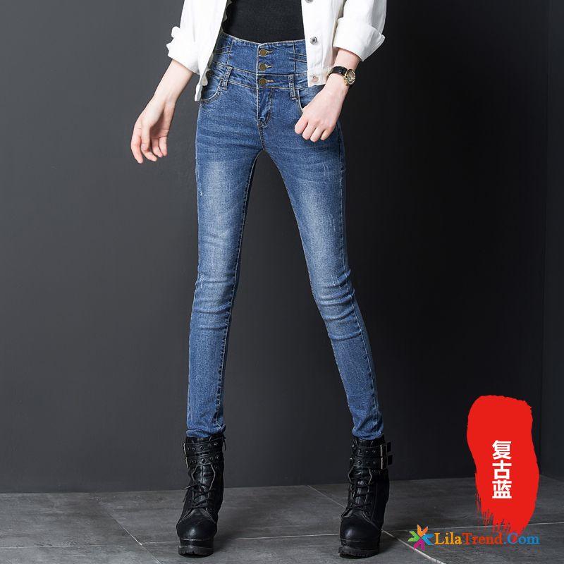 Markenjeans Damen Günstig Grau Hohe Taille Feder Damen Jeans