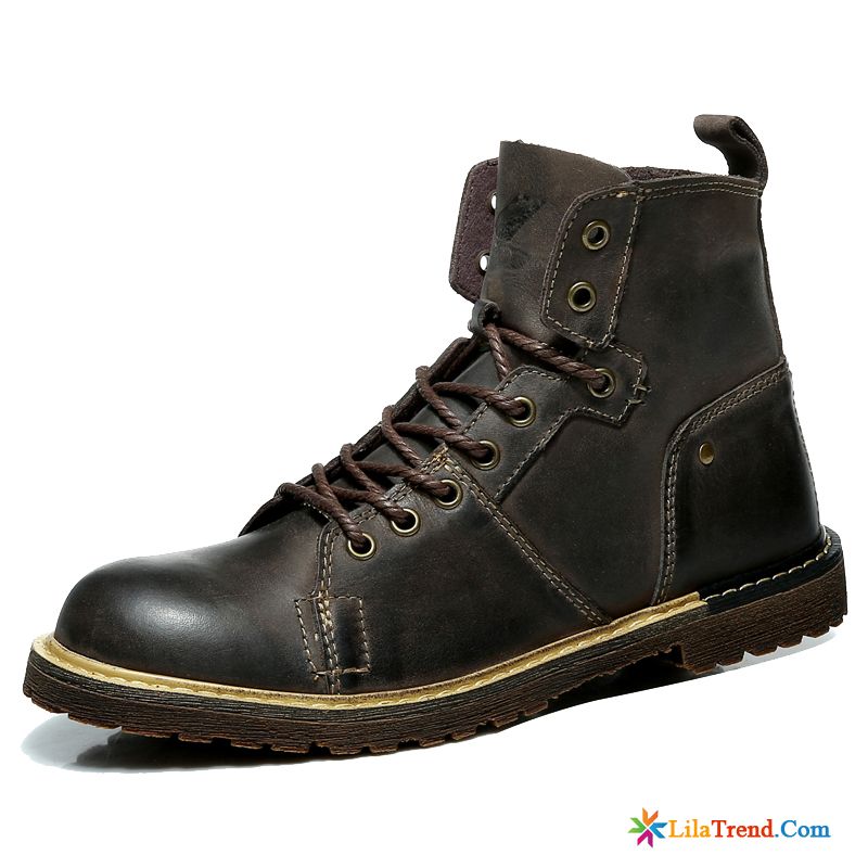 Mode Boots Schwarz Herren Blond Winter Schuhe Hohe Draussen Kurze Stiefel Billig