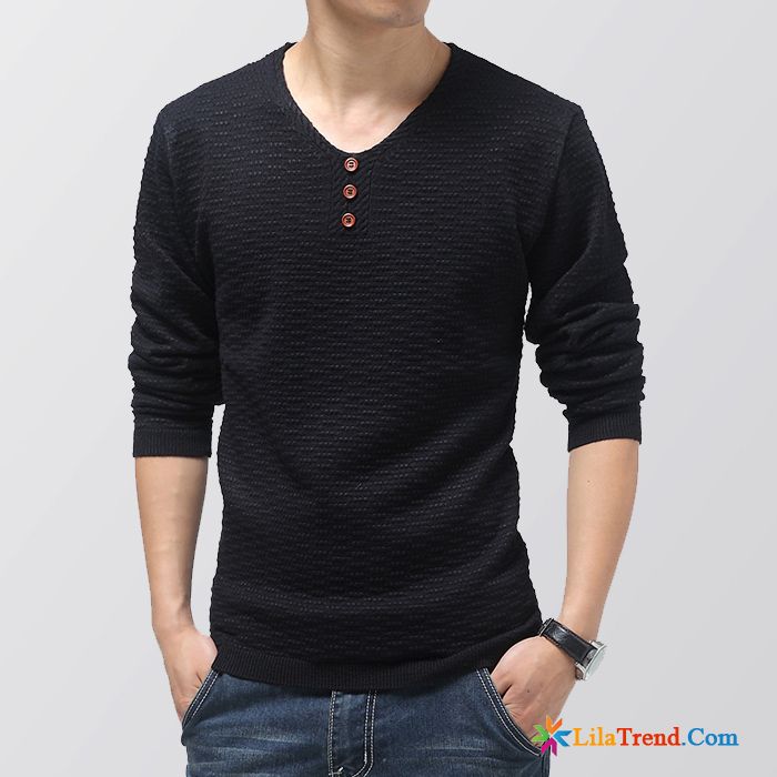 Mode Sweatshirt Herren Rosarot Pullover Strickwaren V-kragen Schlank Trend Günstig