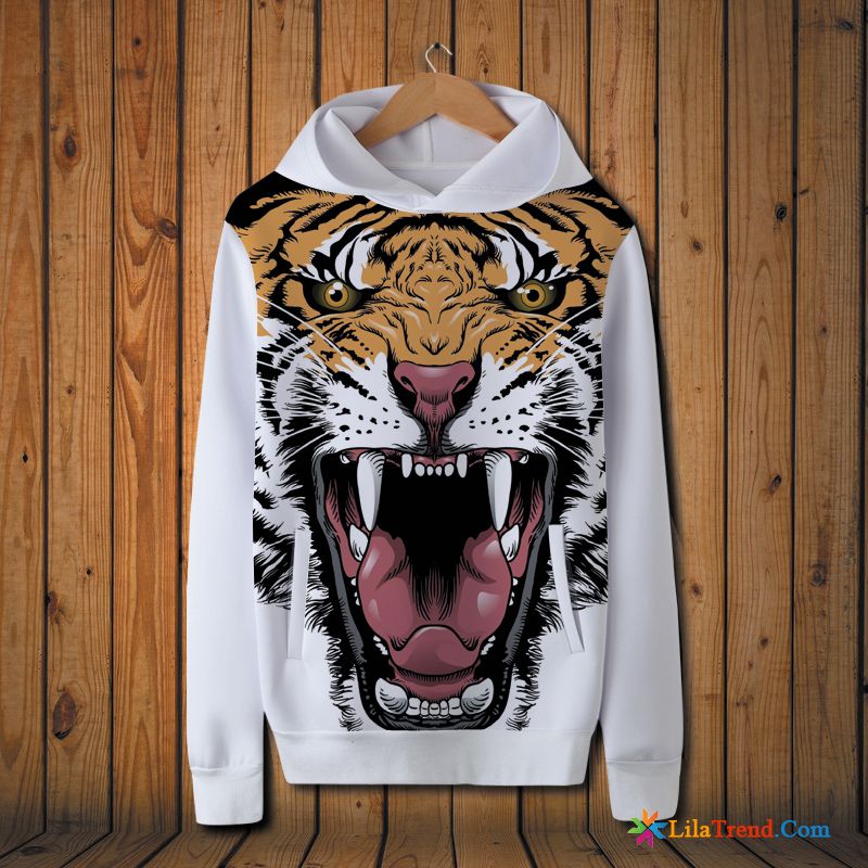 Modische Kapuzenpulli Herren Tiger Tier Feder Herbst Hoodies Billig