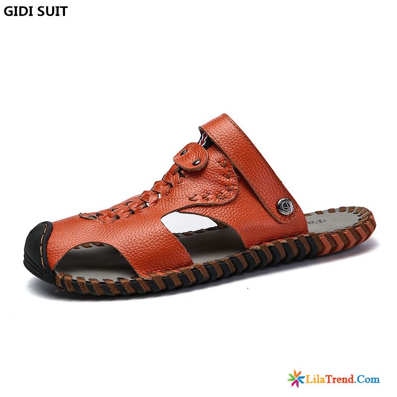 Offene Schuhe Männer Lederschuhe Oberleder Weiß Casual Sandalen Günstig