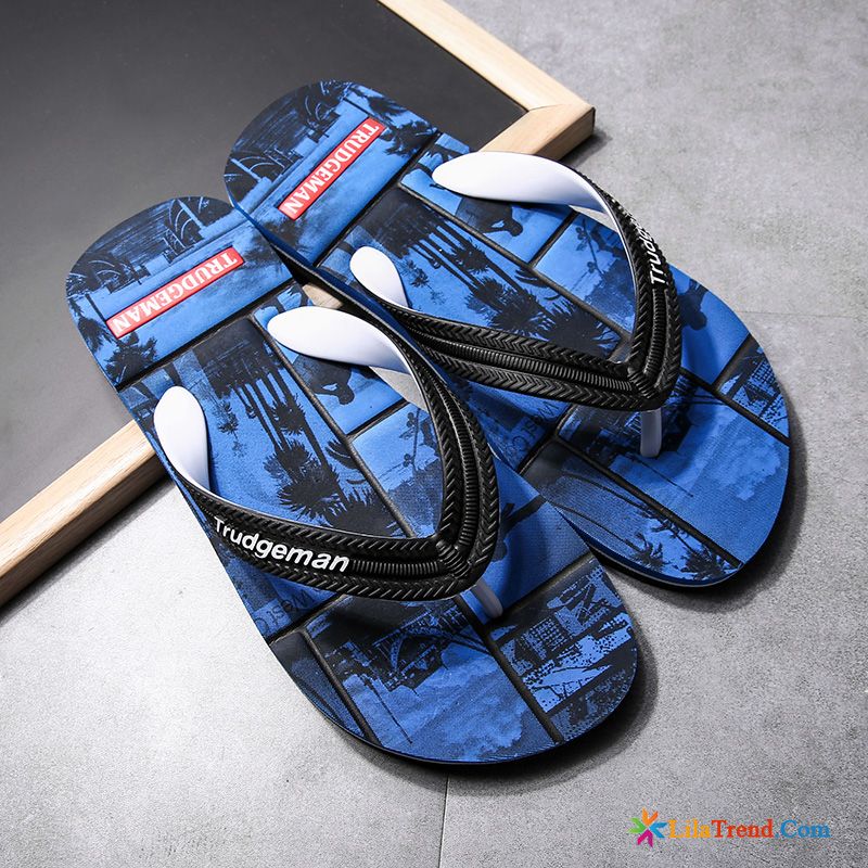 Plüsch Pantoffeln Herren Trend Flip Flops Outwear Schwarz Gummi Billig