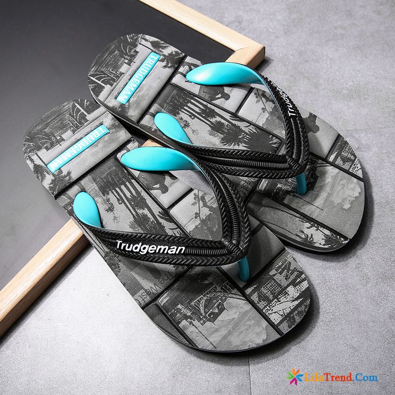 Plüsch Pantoffeln Herren Trend Flip Flops Outwear Schwarz Gummi Billig