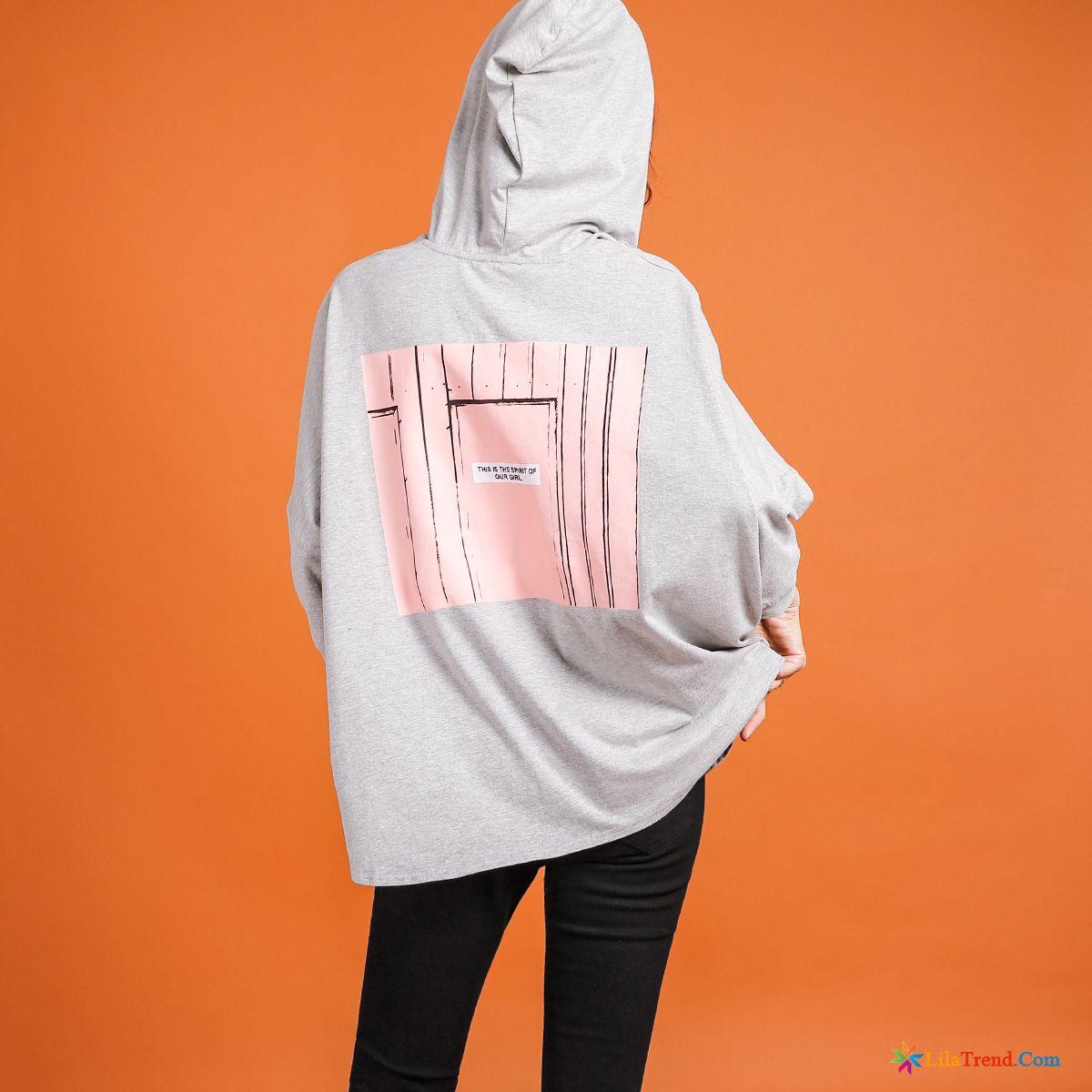 Rollkragenkapuzenpullis Rosa Hoodies Mit Kapuze Drucken Damen Trend Günstig