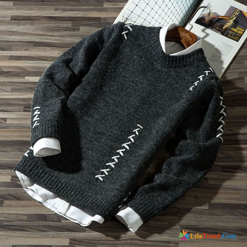 Rollkragenpullover Herren Grau Herren Schüler Rundausschnitt Pullovers Retro Kaufen