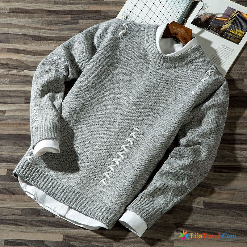 Rollkragenpullover Herren Grau Herren Schüler Rundausschnitt Pullovers Retro Kaufen