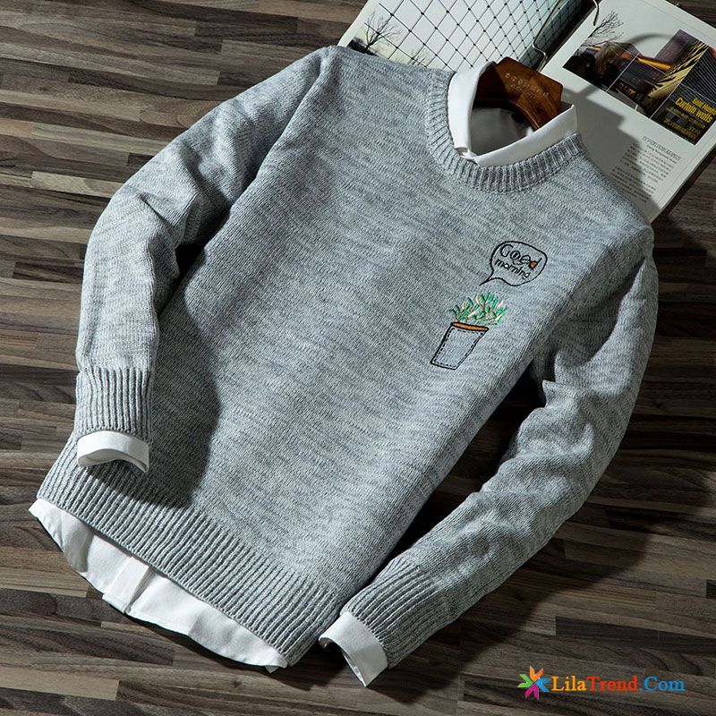 Rollkragenpullover Herren Grau Herren Schüler Rundausschnitt Pullovers Retro Kaufen