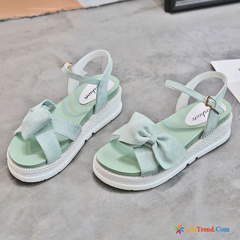 Sandalen Damen Flach Braun Plattform Trend Sommer Dicke Sohle Grün Günstig