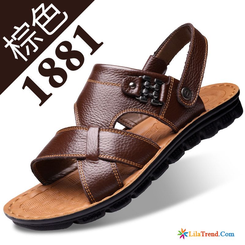 Sandalen Für Herren Weiche Sohle Echtleder Hausschuhe Sandalen Neue Billig