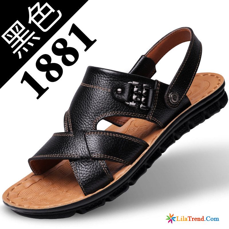 Sandalen Für Herren Weiche Sohle Echtleder Hausschuhe Sandalen Neue Billig