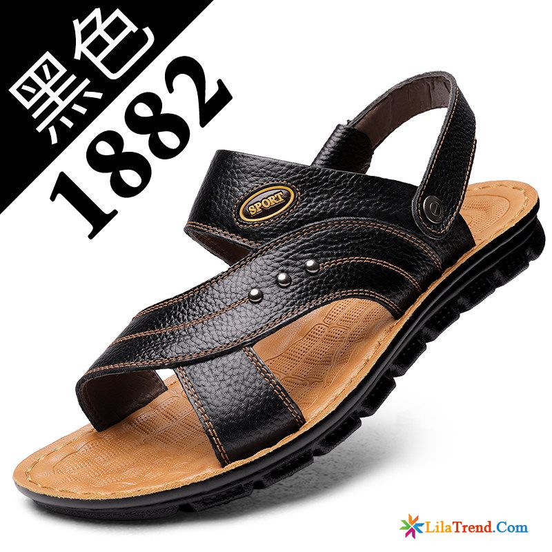 Sandalen Für Herren Weiche Sohle Echtleder Hausschuhe Sandalen Neue Billig