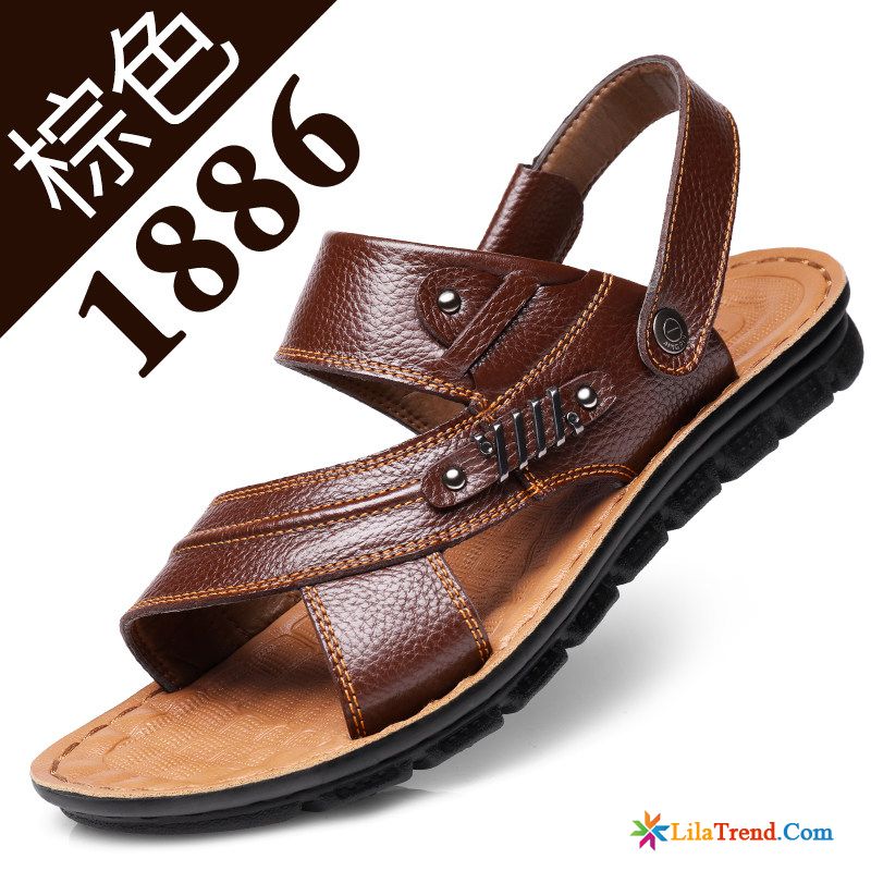 Sandalen Für Herren Weiche Sohle Echtleder Hausschuhe Sandalen Neue Billig