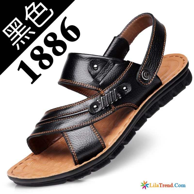 Sandalen Für Herren Weiche Sohle Echtleder Hausschuhe Sandalen Neue Billig