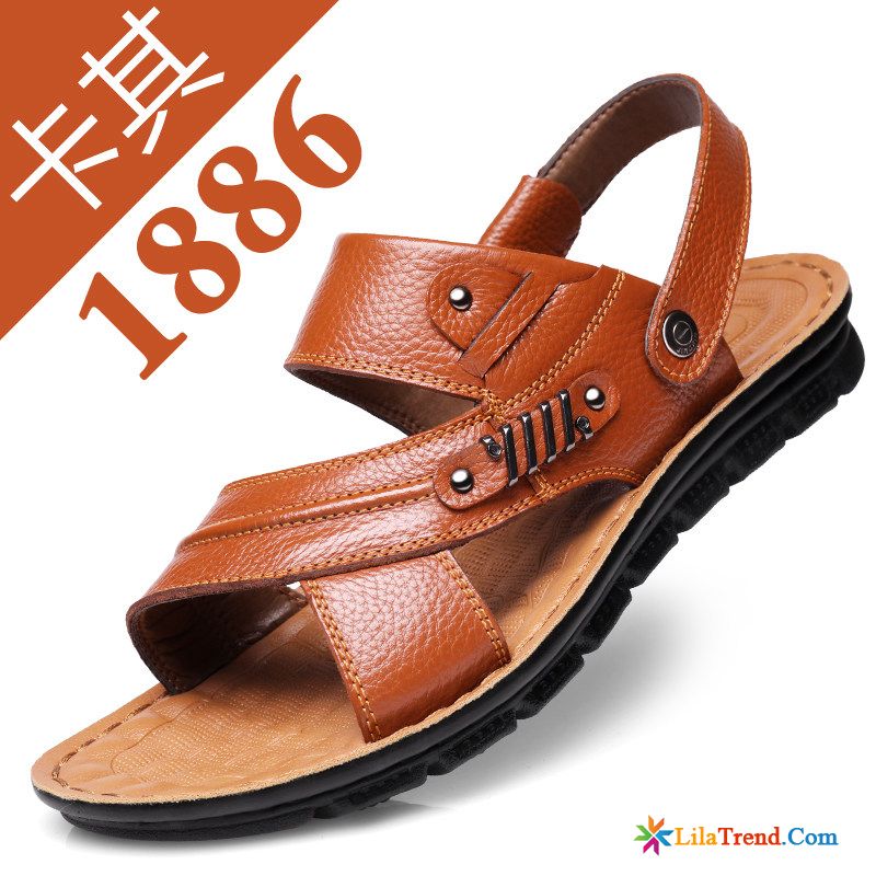 Sandalen Für Herren Weiche Sohle Echtleder Hausschuhe Sandalen Neue Billig