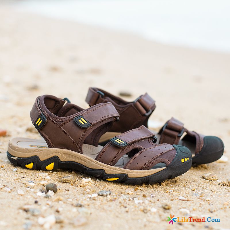 Sandalen Herren Absatz Weiss Große Größe Echtleder Schüler Strand Casual Sale