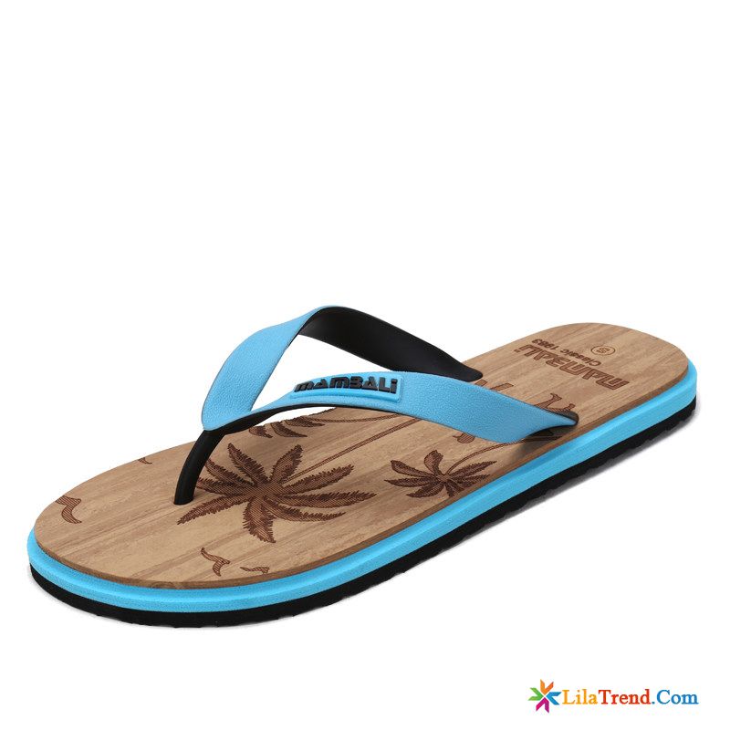 Schawos Herren Hausschuhe Schuhe Sommer Flip Flops Gummi Holzmaserung Billig