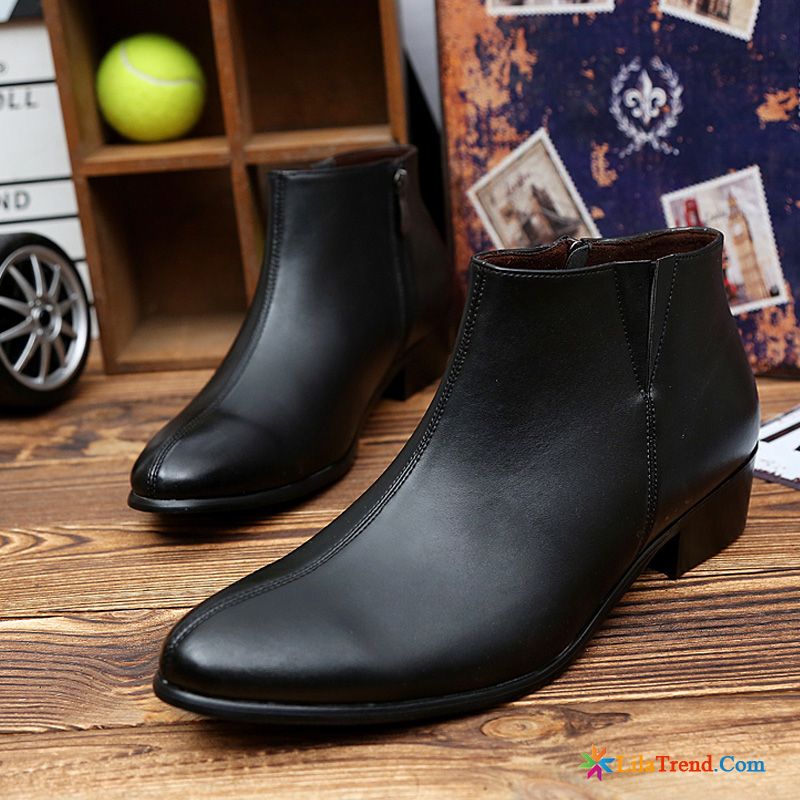 Schnürboots Herren Dunkel Retro Geschäft Spitze Stiefel Erhöht Kaufen