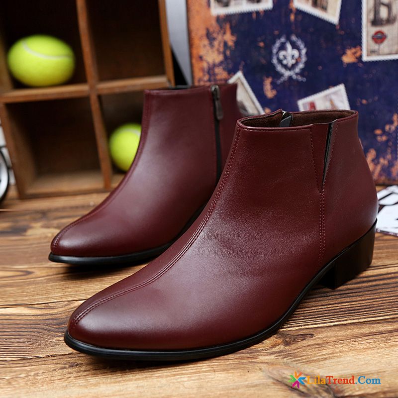 Schnürboots Herren Dunkel Retro Geschäft Spitze Stiefel Erhöht Kaufen