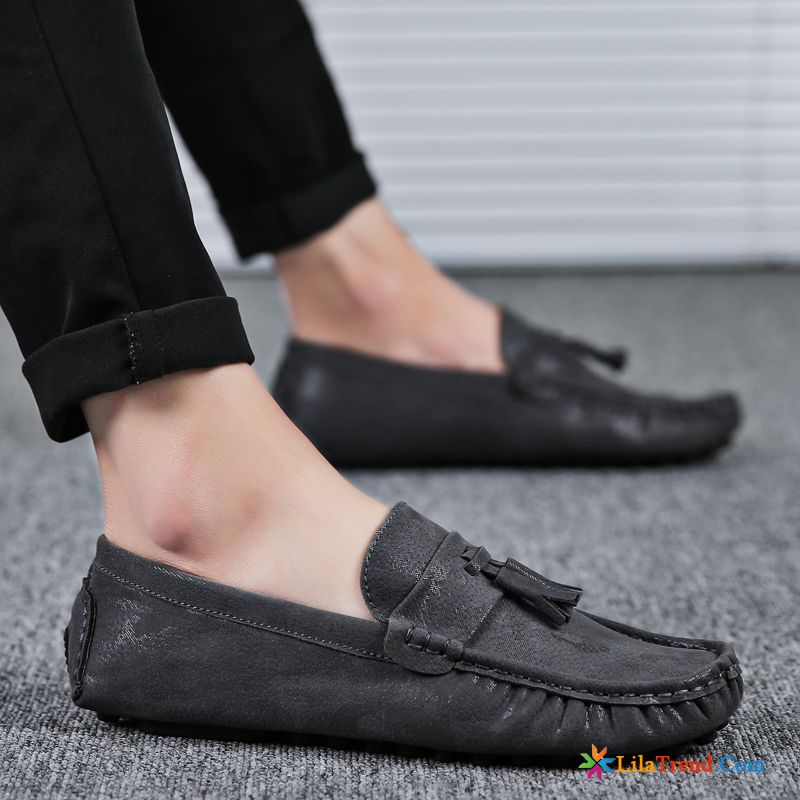 Schnürschuhe Herren Silber Schwarz Baumwolle Schuhe Mokassins Thermische Lederschuhe Günstig