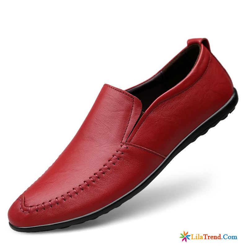 Schnürschuhe Leder Herren Lindgrün Weiche Sohle Faul Lederschuhe Slip-on Mokassins Günstig