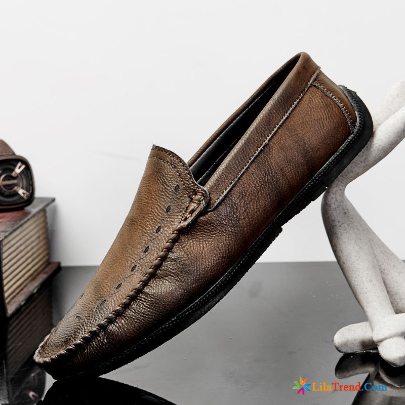 Schuhe Herren Günstig Kupfer Mode Rot Lederschuhe Braun Faul