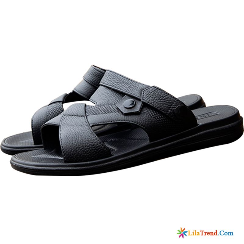 Schuhe Herren Schwarz Farbenreich Neue Strand Rutschsicher Sandalen Mode Günstig