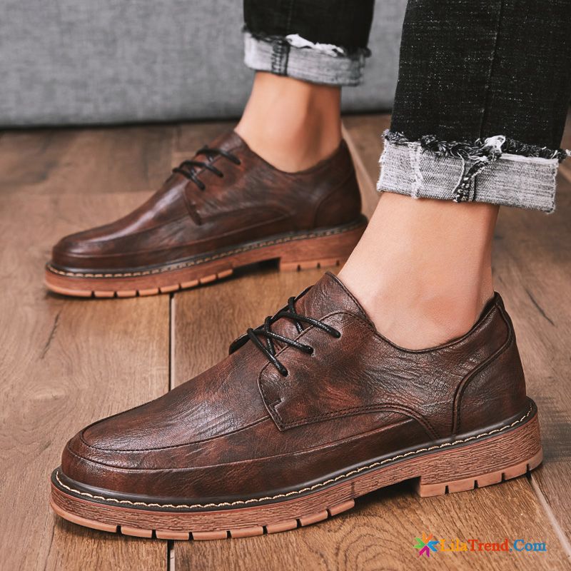 Schuhe Leder Herren Schwarz Casual Trend Geschäft Lederschuhe