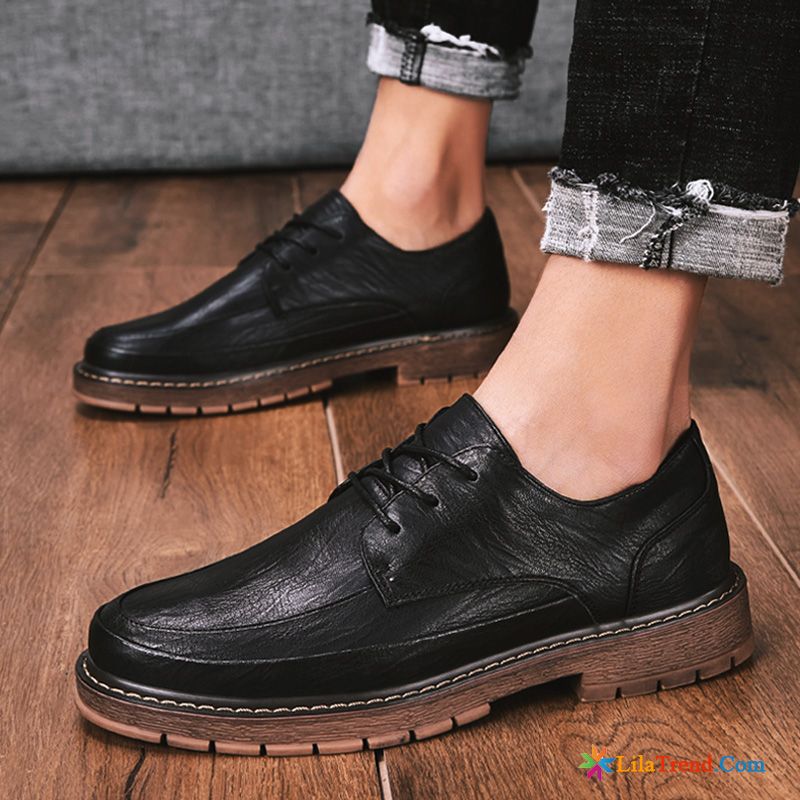Schuhe Leder Herren Schwarz Casual Trend Geschäft Lederschuhe