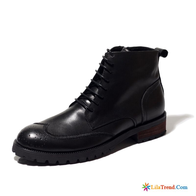 Schwarz Herren Stiefel Casual Retro Echtleder Kurze Stiefel Günstig