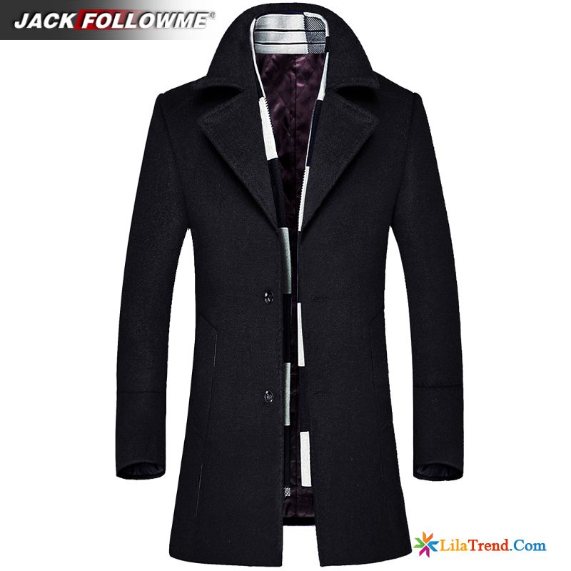 Schwarze Herren Jacke Rosarot Wolle Wollgewebe Revers Schlank Trend Kaufen