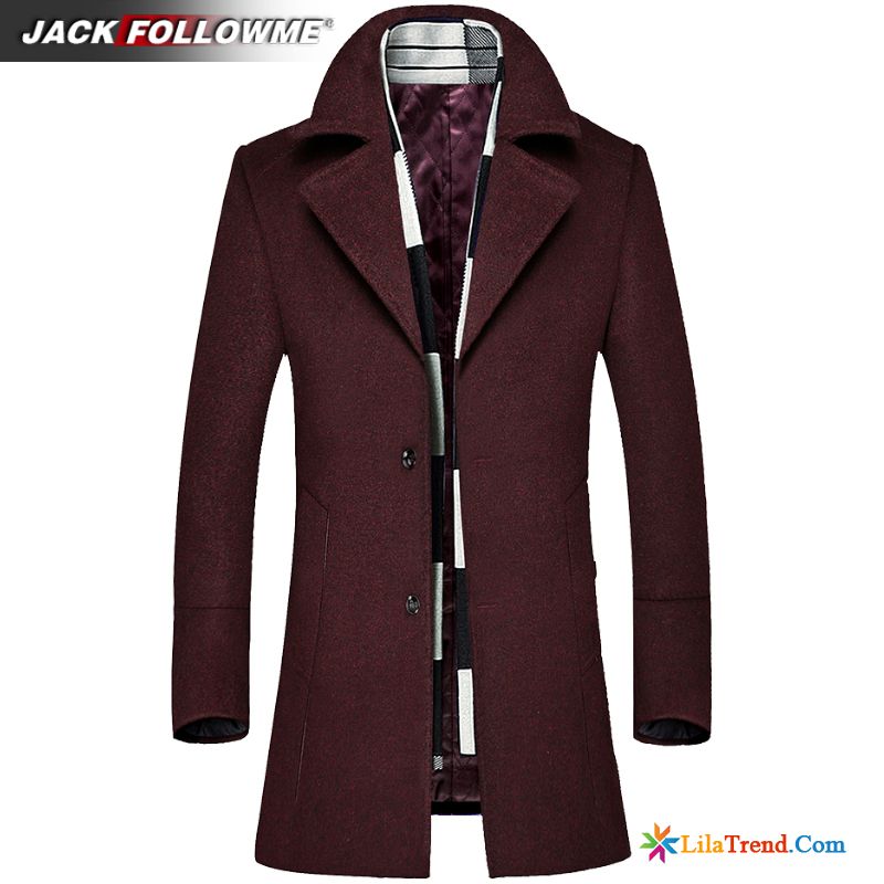 Schwarze Herren Jacke Rosarot Wolle Wollgewebe Revers Schlank Trend Kaufen