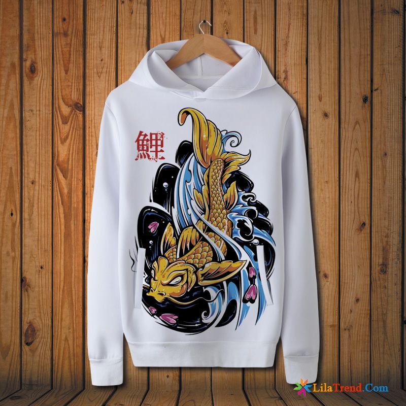 Schwarzer Herren Kapuzenpulli Rotblond Hoodies Chinesischer Stil Retro Karpfen Kleider Kaufen