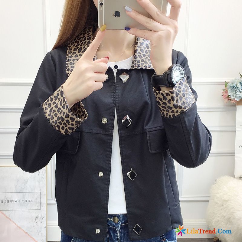 Schwarzer Lederjacke Mit Kapuze Feder Leopard Lange Ärmel Damen Herbst Verkaufen