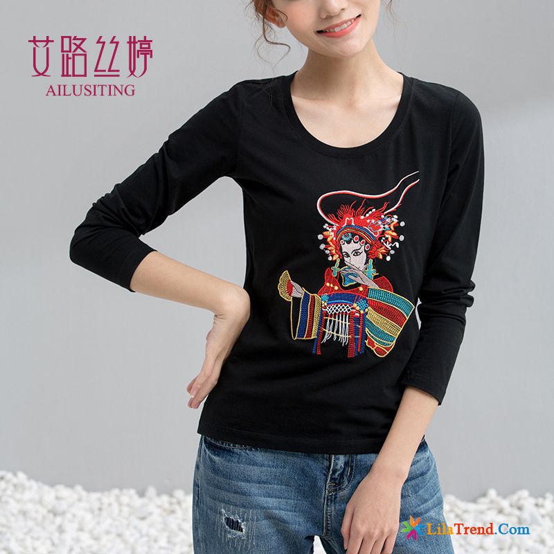 Shirts Online Bestellen Unteres Hemd T-shirts Lange Ärmel Peking-oper Schlank Sale