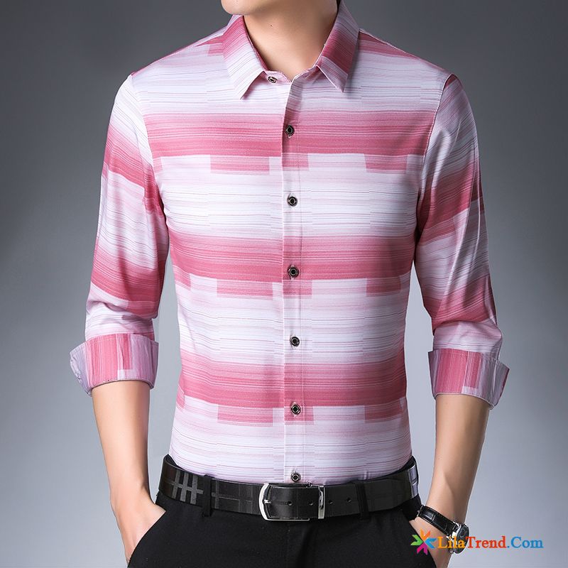 Slim Fit Hemd Weiß Rosa Herren Feder Hemden Lose Kaufen