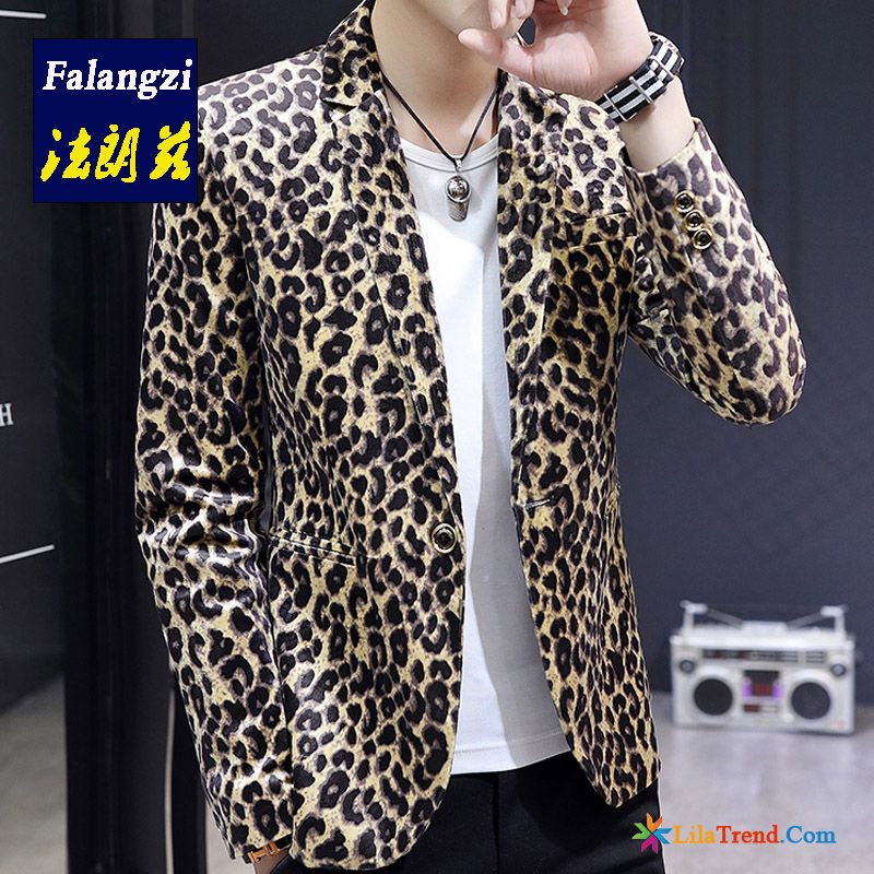 Slim Fit Herrenblazer Gestreift Überzieher Leopard Blazer Schlank Herren Verkaufen