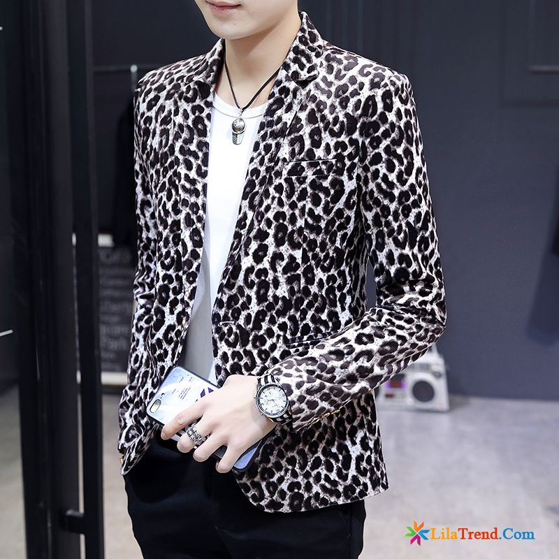 Slim Fit Herrenblazer Gestreift Überzieher Leopard Blazer Schlank Herren Verkaufen