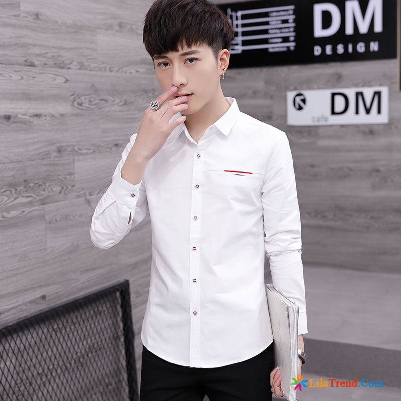 Slim Fit Shirt Herren Teenager Herren Kleider Gut Aussehend Schüler Billig