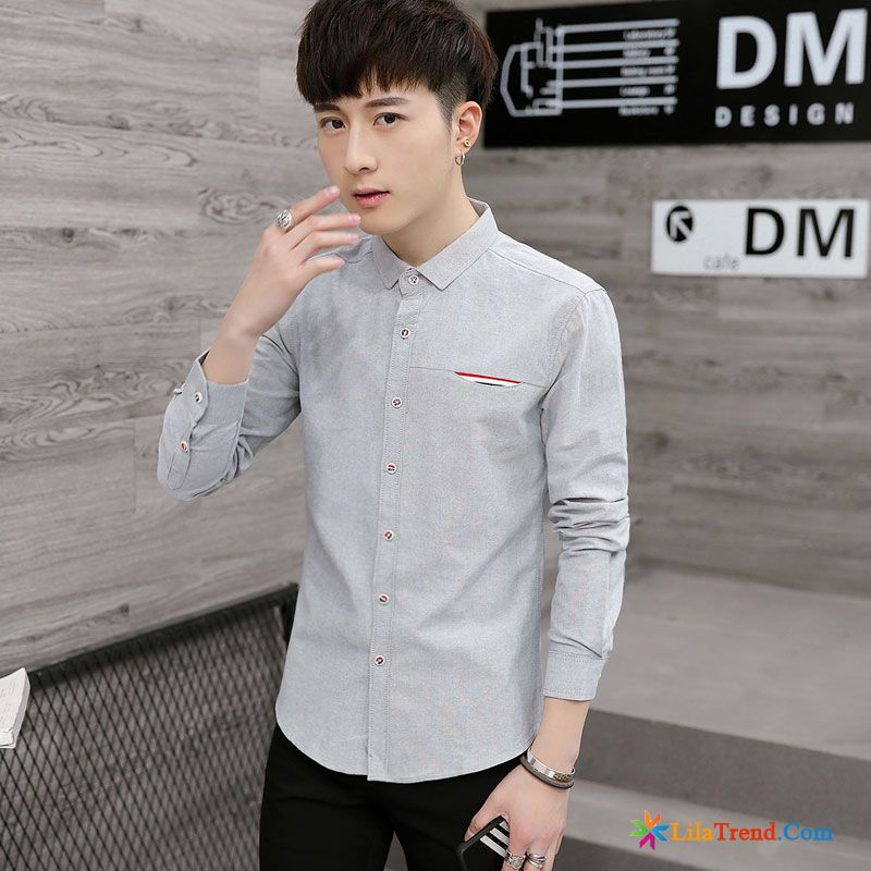 Slim Fit Shirt Herren Teenager Herren Kleider Gut Aussehend Schüler Billig