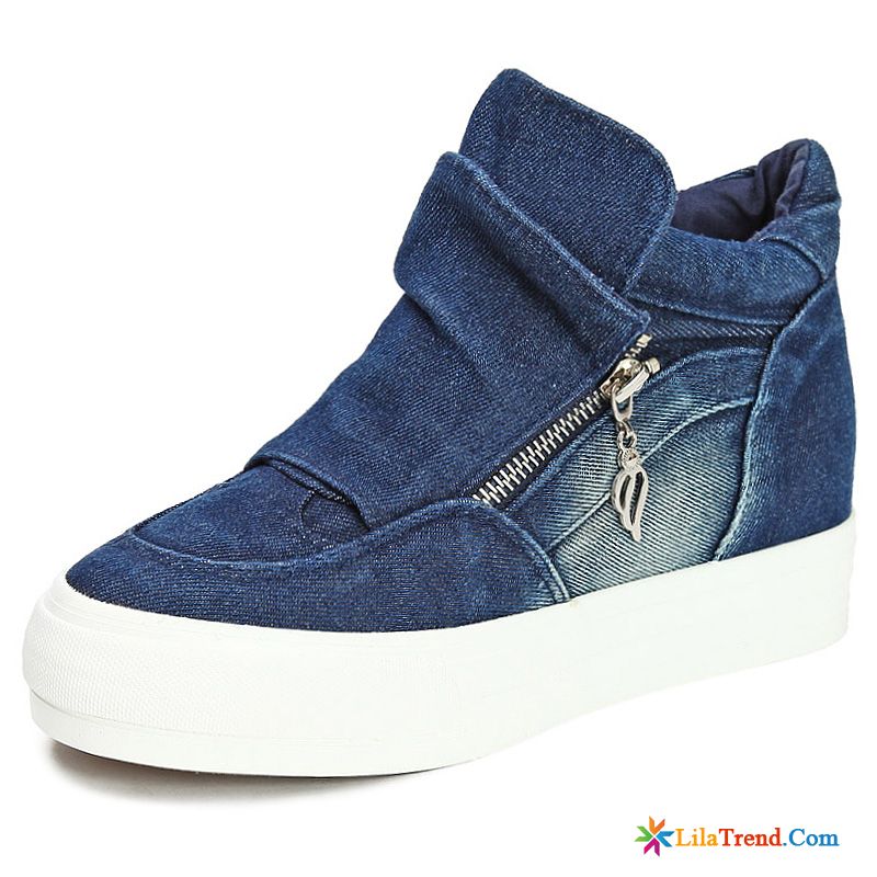 Sneaker High Damen Denim Dicke Sohle Casual Schnürschuhe Plateauschuhe