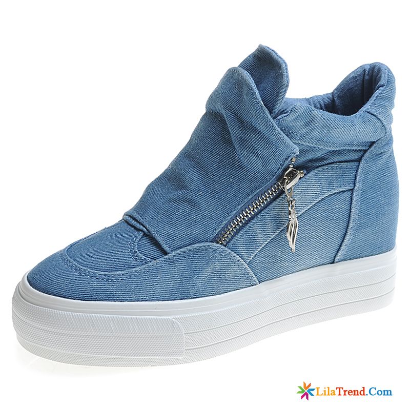 Sneaker High Damen Denim Dicke Sohle Casual Schnürschuhe Plateauschuhe