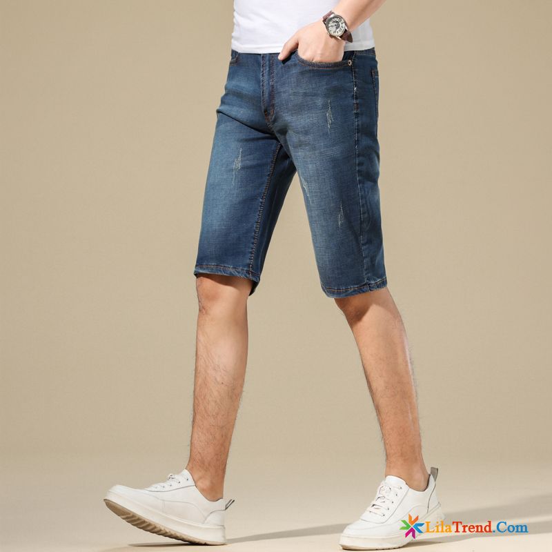 Sommer Leinenhose Herren Weinrot Kurze Hose Ultra Denim Elastizität Herren