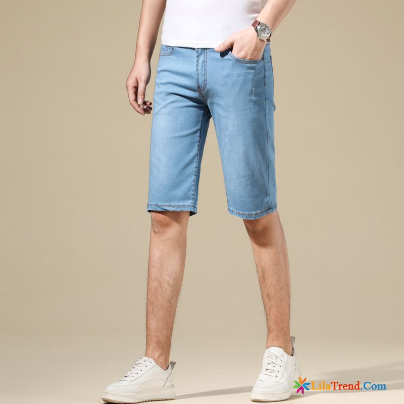 Sommer Leinenhose Herren Weinrot Kurze Hose Ultra Denim Elastizität Herren