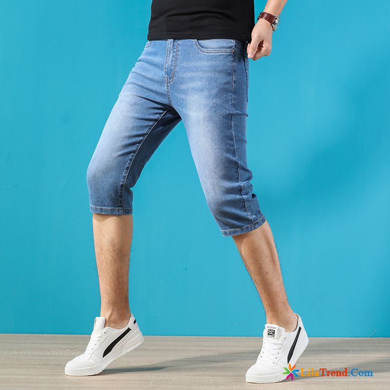 Sommer Leinenhose Herren Weinrot Kurze Hose Ultra Denim Elastizität Herren