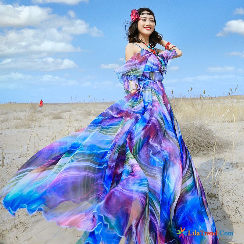 Sommerkleider Günstig Damen Dunkelfarbig Dünn Elegant Groß Strand Sommer Billig